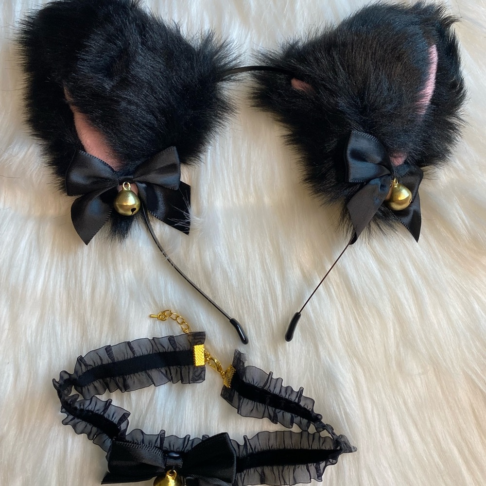 Fox ear cat ear headband collar costume new